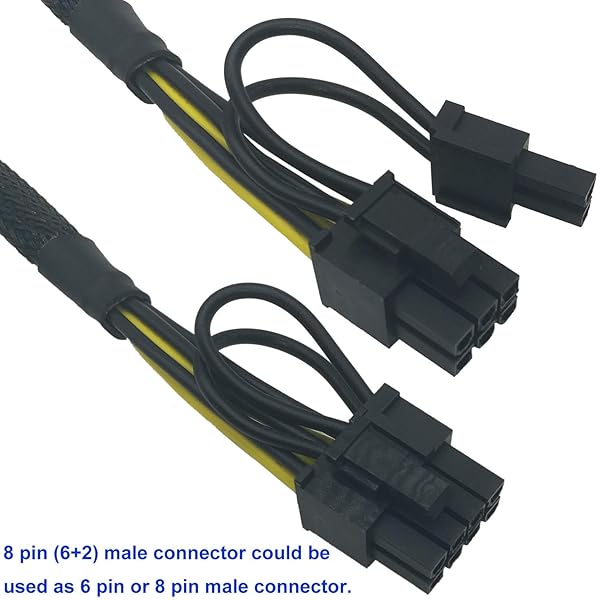 COMeap COMeap 8 Pin PCIe Power Cable for Dell T3600 T3610 T5600 T5610 T7600 T7610 - Dual 8 Pin (6+2) Adapter, 13-inch (34cm) - View 4 of 7
