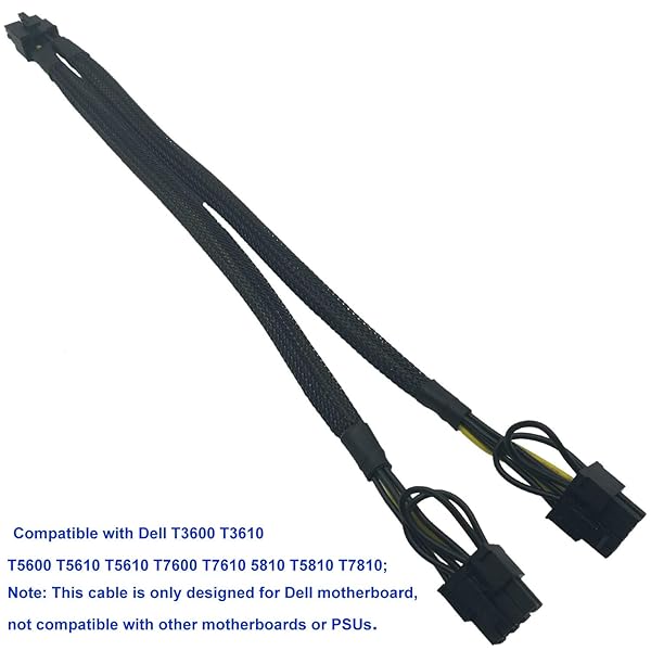 COMeap COMeap 8 Pin PCIe Power Cable for Dell T3600 T3610 T5600 T5610 T7600 T7610 - Dual 8 Pin (6+2) Adapter, 13-inch (34cm) - View 5 of 7