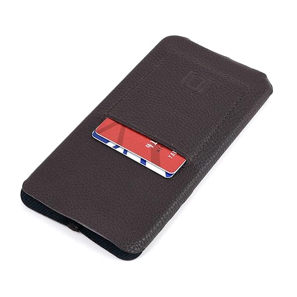 Dockem Dockem Minima Wallet Sleeve for iPhone 11 and XR Ultra Slim Vegan Leather Wallet with Card Slot Dark Brown