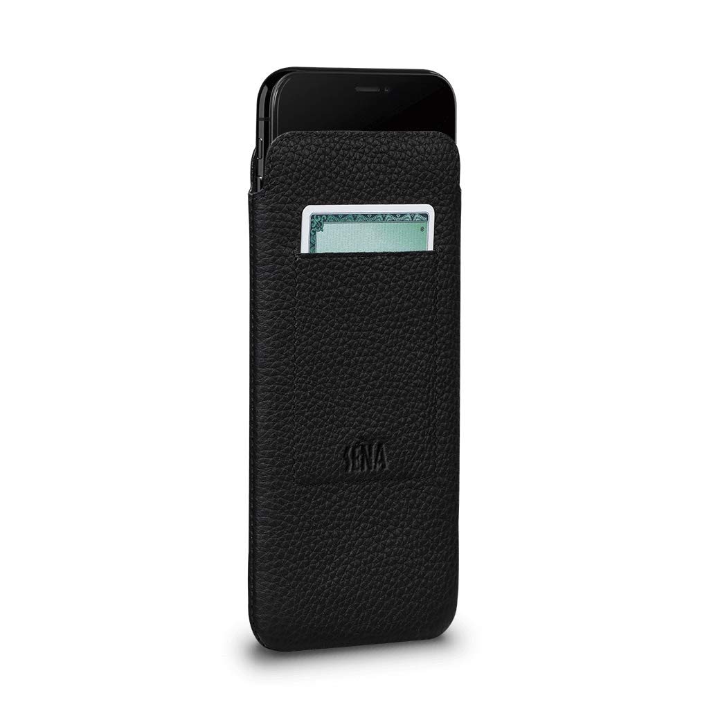 Sena UltraSlim Leather Wallet Sleeve Case for iPhone Xs Max Wireless Charging Compatible Black