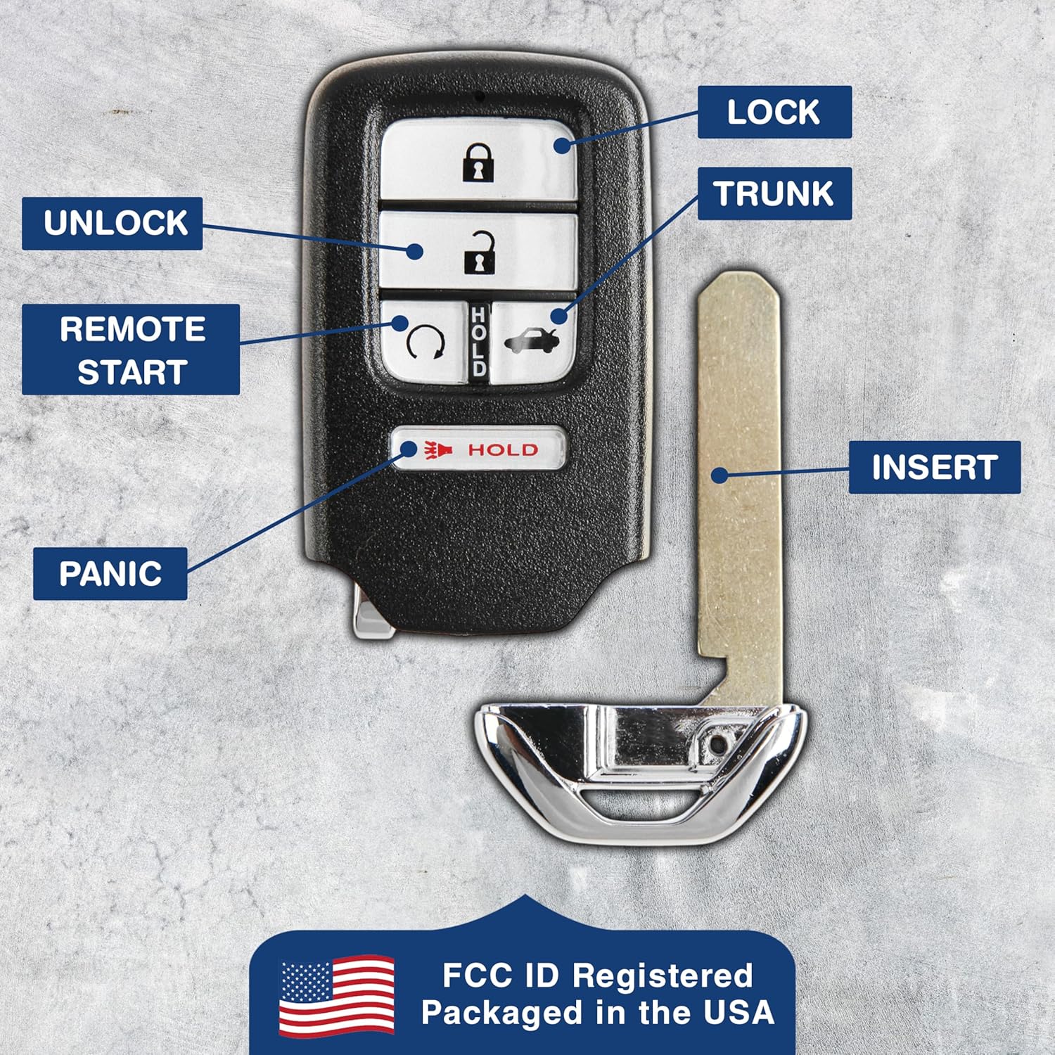 KeylessOption KeylessOption Keyless Entry Remote Start Smart Car Key Fob for Honda Civic 2016 2017 2018 Pack of 2 - View 6 of 9