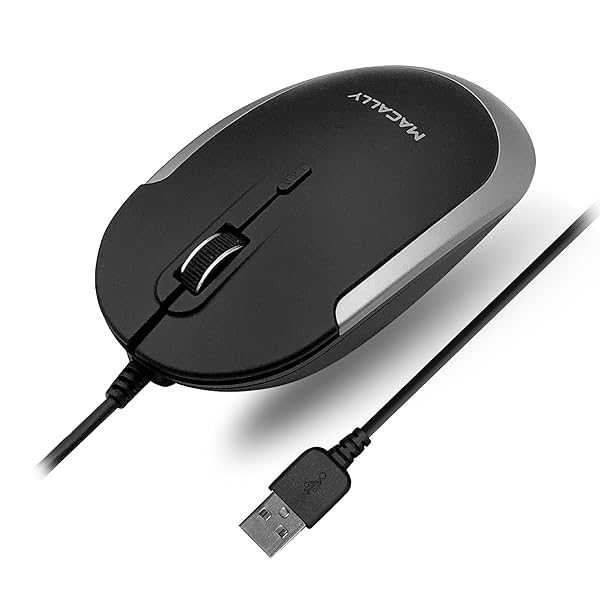 Macally Macally Silent Wired Mouse Slim Compact USB Mouse for Mac Windows PC Laptop Desktop Optical Sensor DPI Switch Comfortable Design Space Gray - View 2 of 9
