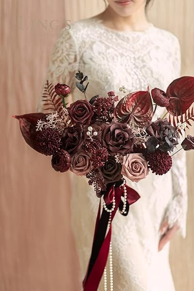 Ling's moment Ling's Moment Burgundy Dahlia Foam Artificial Flowers Real Touch for Home Decor Wedding Gifts Centerpieces 25pcs - View 4 of 6