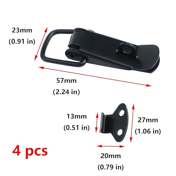 Antrader Antrader 4 Set Black Stainless Steel Cabinet Hardware Spring Loaded Latch Catch Toggle Hasp with Screws 2 1/4 Inch Length Lock Hole - View 3 of 6