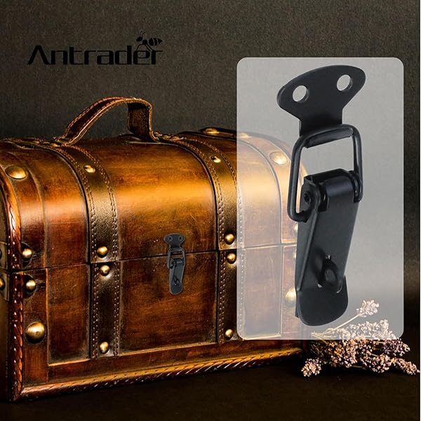 Antrader Antrader 4 Set Black Stainless Steel Cabinet Hardware Spring Loaded Latch Catch Toggle Hasp with Screws 2 1/4 Inch Length Lock Hole - View 4 of 6