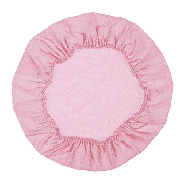 Stylish Cyclamen9 Round Bar Stool Cover - Elastic Non-Slip Protector for 45-50cm Chairs (Pink)
