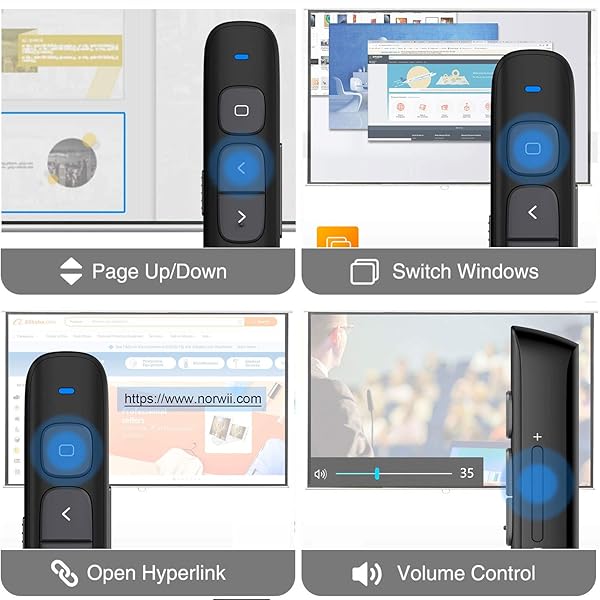 KNORVAY KNORVAY N29 Wireless Presenter with Laser Pointer and Volume Control for PowerPoint Presentations Black - View 7 of 9
