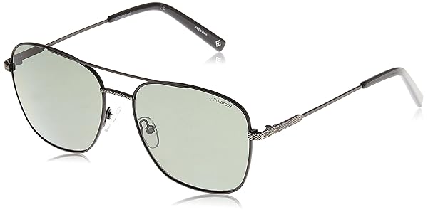 Polaroid Shop Polaroid Men's PLD 2068/S/X Square Sunglasses - Black/Polarized Green, 58mm, 17mm | Stylish UV Protection