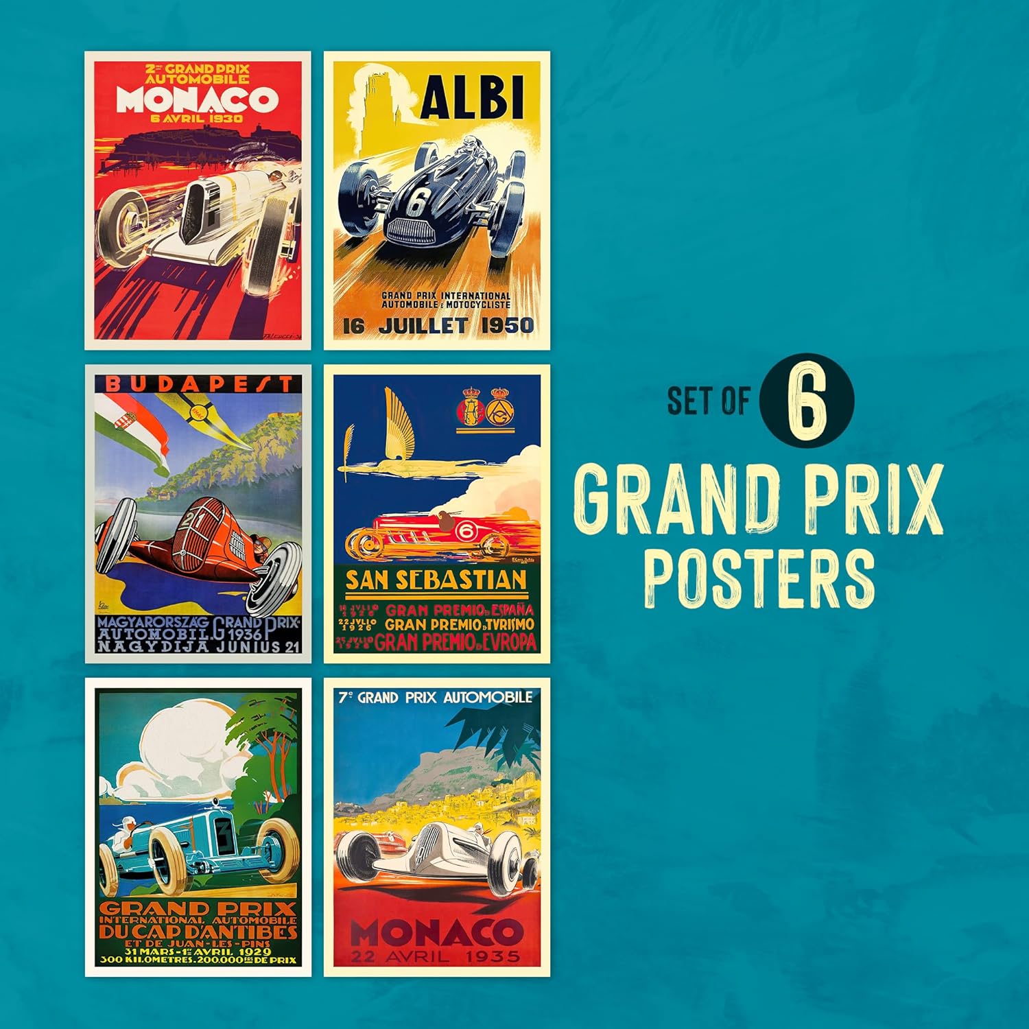 Wallbuddy Wallbuddy Set of 6 Grand Prix Posters for Formula and Motor Racing 11 x 17 Size - View 6 of 6