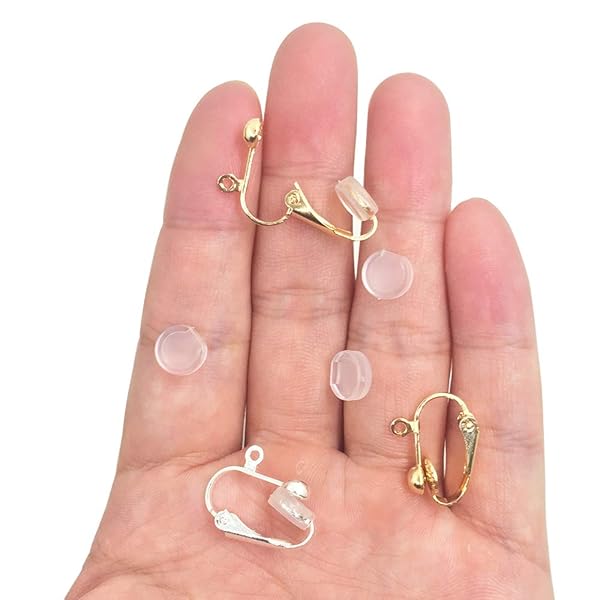 SENHAI SENHAI 24 Pcs Clip-on Earring Converter with 30 Silicone Pads for DIY Earring Making in Silver and Gold Plated Designs - View 6 of 9