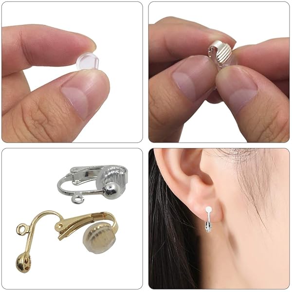 SENHAI SENHAI 24 Pcs Clip-on Earring Converter with 30 Silicone Pads for DIY Earring Making in Silver and Gold Plated Designs - View 7 of 9