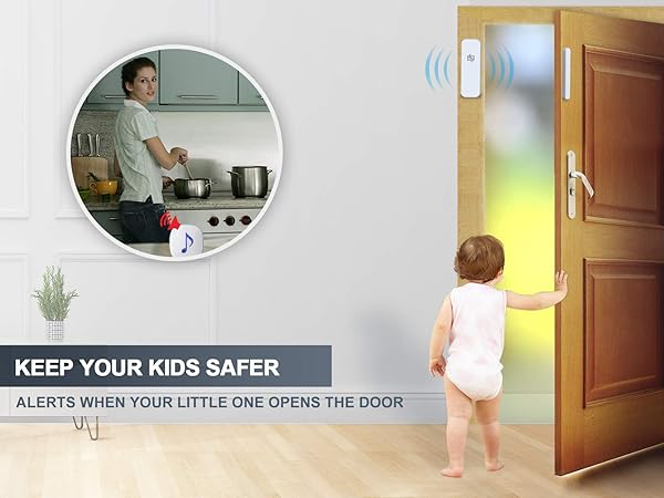 HTZSAFE HTZSAFE Wireless Door Window Magnetic Sensor Alarm 600 Feet Range 35 Melodies 4 Volume Levels LED Flash Home Business Security System - View 3 of 8