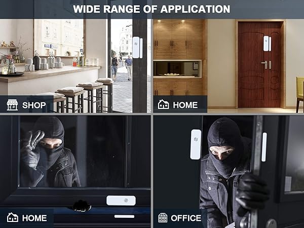 HTZSAFE HTZSAFE Wireless Door Window Magnetic Sensor Alarm 600 Feet Range 35 Melodies 4 Volume Levels LED Flash Home Business Security System - View 7 of 8