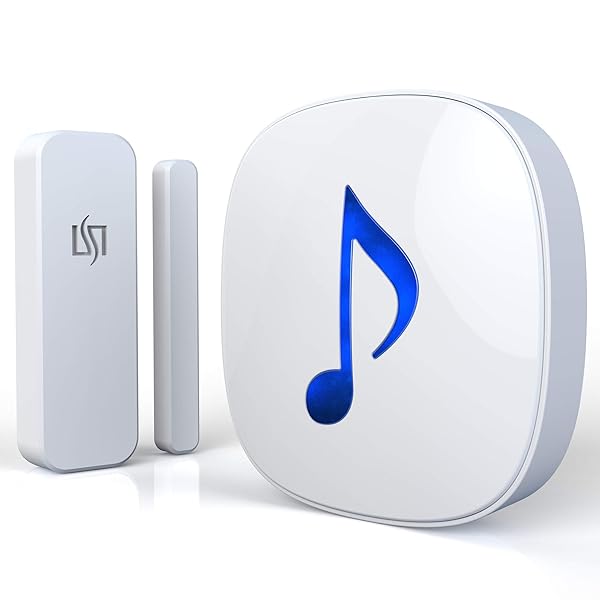 HTZSAFE HTZSAFE Wireless Door Window Magnetic Sensor Alarm 600 Feet Range 35 Melodies 4 Volume Levels LED Flash Home Business Security System