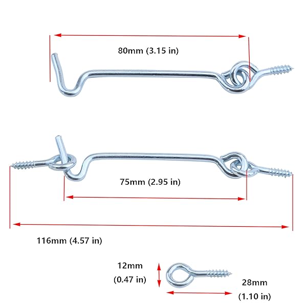 Antrader Antrader 3 Inch Zinc Plated Steel Hook and Eye Latch for Wood Gates and Window Screens 24-Pack - View 2 of 6