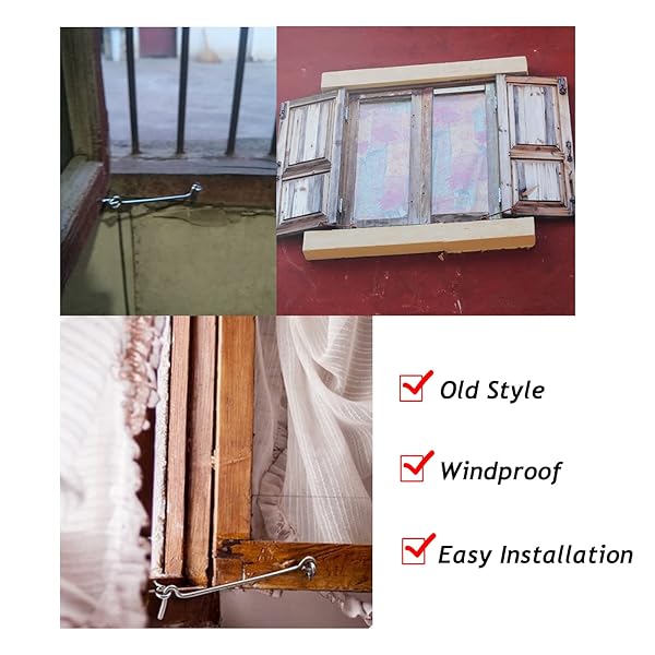 Antrader Antrader 3 Inch Zinc Plated Steel Hook and Eye Latch for Wood Gates and Window Screens 24-Pack - View 3 of 6