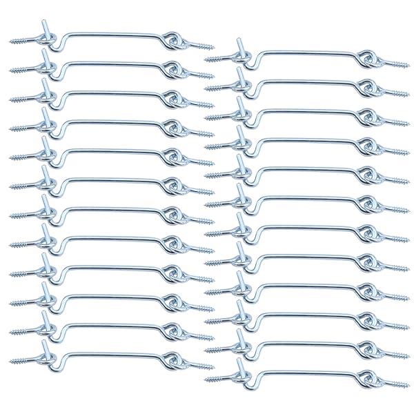 Antrader Antrader 3 Inch Zinc Plated Steel Hook and Eye Latch for Wood Gates and Window Screens 24-Pack