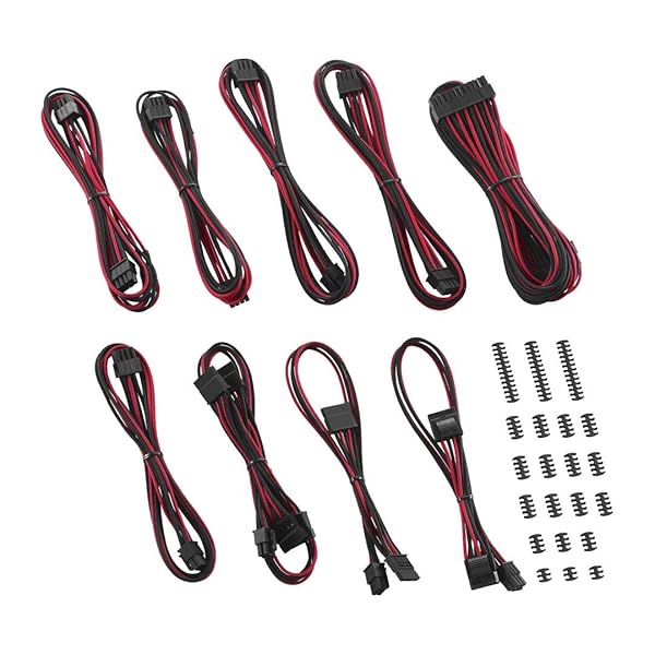 CableMod Upgrade Your Setup: CableMod C-Series Classic ModFlex Sleeved Cable Kit for Corsair RM Black Label/RMi/RMX (Black & Red) - View 2 of 5