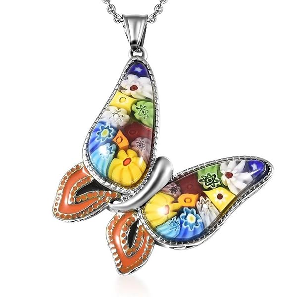 SHOP LC DELIVERING JOY Shop LC Dainty Butterfly Necklace: Colorful Murano Glass Jewelry for Women - Perfect Friendship & Christmas Gifts!