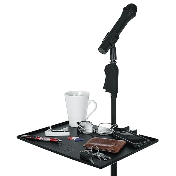 Gator Frameworks Gator Cases Microphone Stand with 11x15 Shelf for Enhanced Stability and Convenience - View 5 of 8