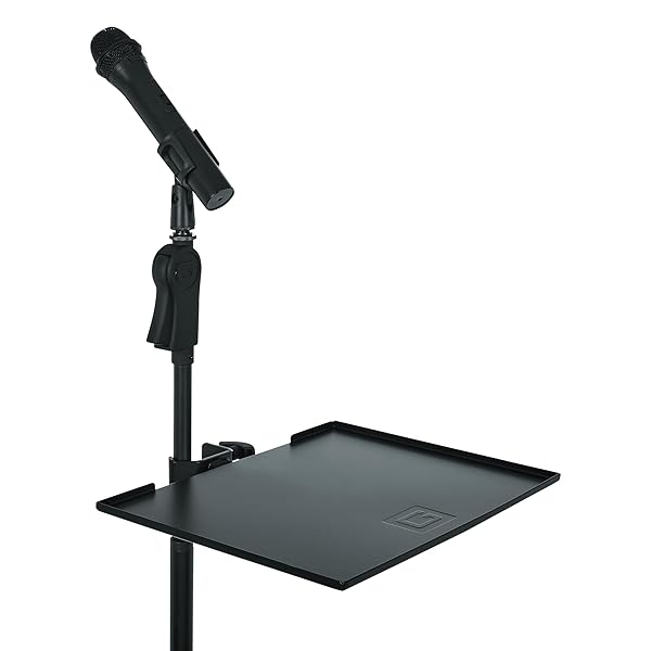 Gator Frameworks Gator Cases Microphone Stand with 11x15 Shelf for Enhanced Stability and Convenience