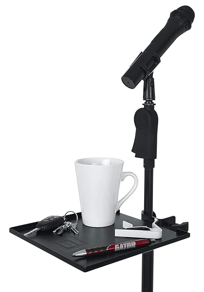 Gator Frameworks "Buy Gator Frameworks Microphone Stand Clamp-On Shelf - 10lb Capacity, 9x9" Utility Surface for Musicians & Podcasters"