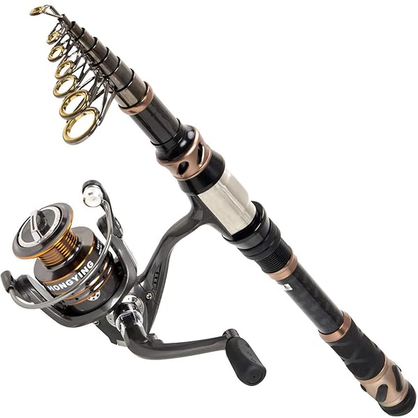 PLUSINNO PLUSINNO 7.87FT Carbon Fiber Fishing Rod & Reel Combo - Telescopic Spinning Kit for Saltwater & Freshwater
