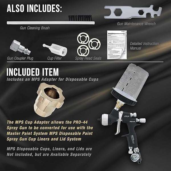 Master Airbrush Master Elite PRO-44 HVLP Spray Gun 1.3mm Tip - Perfect for Automotive Basecoats & Clearcoats - View 5 of 7