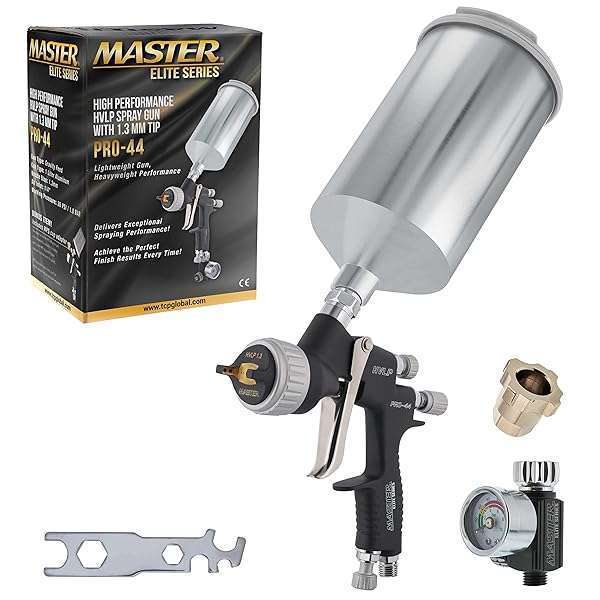 Master Airbrush Master Elite PRO-44 HVLP Spray Gun 1.3mm Tip - Perfect for Automotive Basecoats & Clearcoats - View 2 of 7