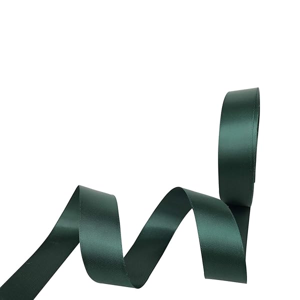 QIANF 3/8 Inch Wide Hunter Green Satin Ribbon 25 Yards for Gift Wrapping Hair Bows Weddings Birthdays and Floral Crafts