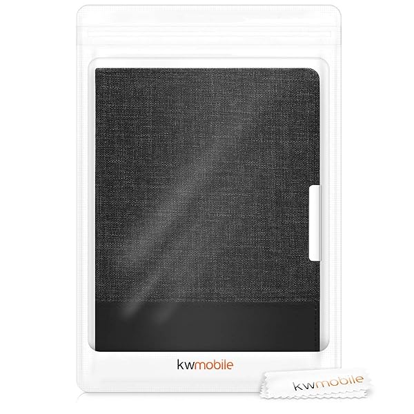 kwmobile KWMobile Kobo Aura ONE Case - Durable PU Leather & Canvas E-Reader Cover in Anthracite/Black - View 8 of 8