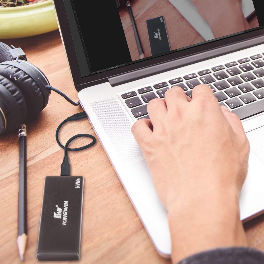 Kingwin Kingwin M2 SSD NVMe External Enclosure 10Gbps USB 3.1 Gen 2 Adapter for 2230 2242 2260 2280 Solid State Drives Aluminum KM-U3NGFF-NVE - View 4 of 9