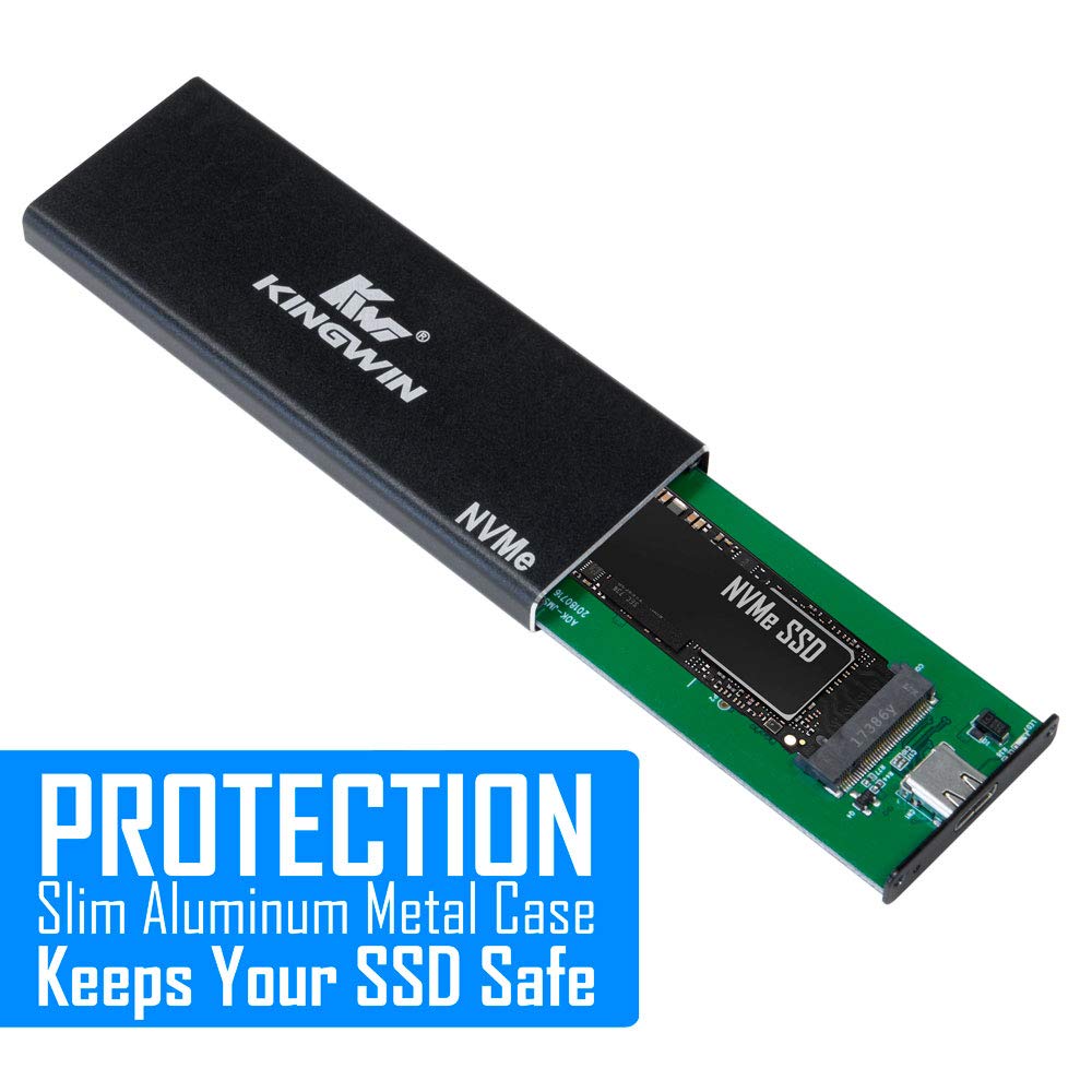 Kingwin Kingwin M2 SSD NVMe External Enclosure 10Gbps USB 3.1 Gen 2 Adapter for 2230 2242 2260 2280 Solid State Drives Aluminum KM-U3NGFF-NVE - View 5 of 9