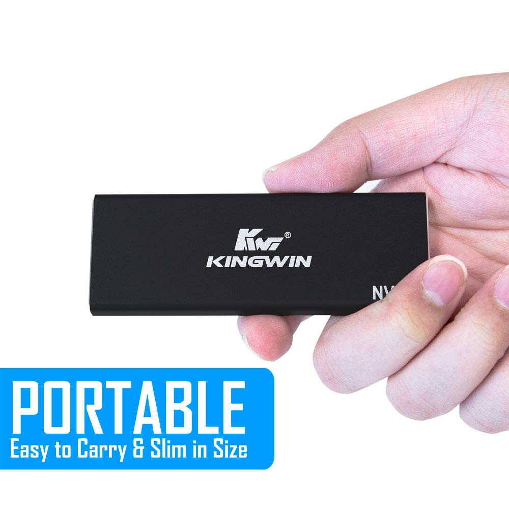Kingwin Kingwin M2 SSD NVMe External Enclosure 10Gbps USB 3.1 Gen 2 Adapter for 2230 2242 2260 2280 Solid State Drives Aluminum KM-U3NGFF-NVE - View 8 of 9