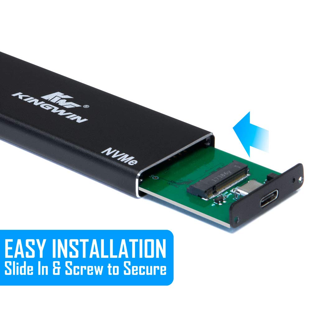 Kingwin Kingwin M2 SSD NVMe External Enclosure 10Gbps USB 3.1 Gen 2 Adapter for 2230 2242 2260 2280 Solid State Drives Aluminum KM-U3NGFF-NVE - View 9 of 9