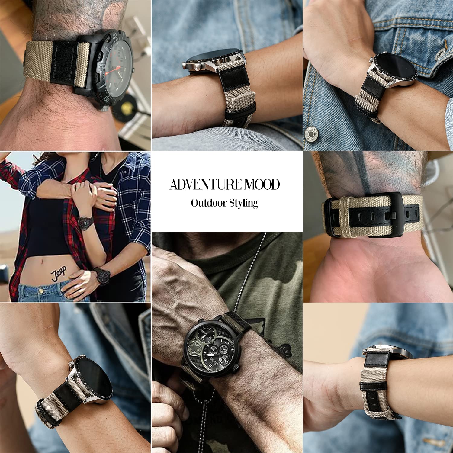 Nice Pies Quick Release Nylon Watch Bands Replacement Canvas Sport Strap 20mm 22mm 24mm Military Style Wristband for Men Women with Black Buckle - View 2 of 9