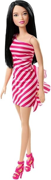 Barbie Shop Barbie Glitz Doll in Pink Stripe Ruffle Dress - Perfect Gift for Kids!