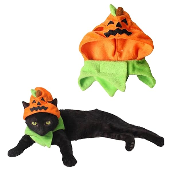 Orgrimmar Orgrimmar Halloween Pumpkin Cat Hat Cosplay Costume Cap for Cats and Kittens