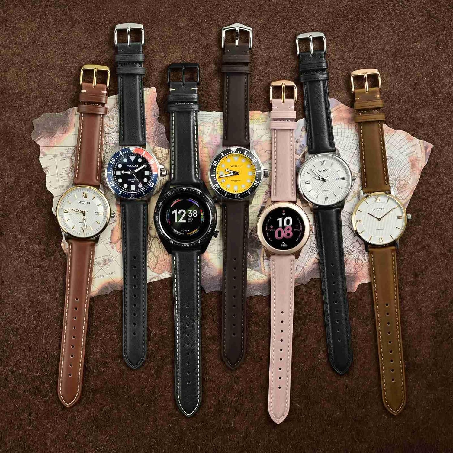 WOCCI WOCCI 22mm Vintage Leather Watch Band for Men and Women with Gold Buckle in Black Color - View 6 of 9