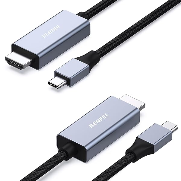 BENFEI 6ft USB C to HDMI Cable - 4K@60Hz, Nylon Braided, Compatible with MacBook Pro/Air & iPad Pro 2023/2022/2021/2020/2019