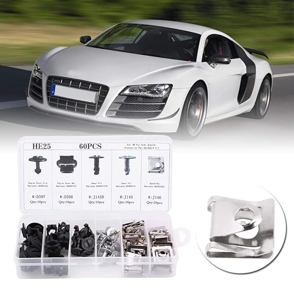 Acouto Acouto 60pcs Engine Undertray Cover Clips & Bolts Kit for Audi - 5 Types Splash Hardware Fixing Set - View 6 of 10