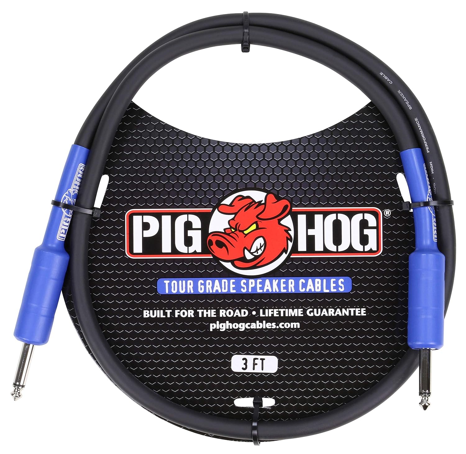 Pig Hog Pig Hog PHSC3 High Performance 14 Gauge 9.2mm 1/4 Inch Speaker Cable 3 Feet for Superior Sound Quality and Durability