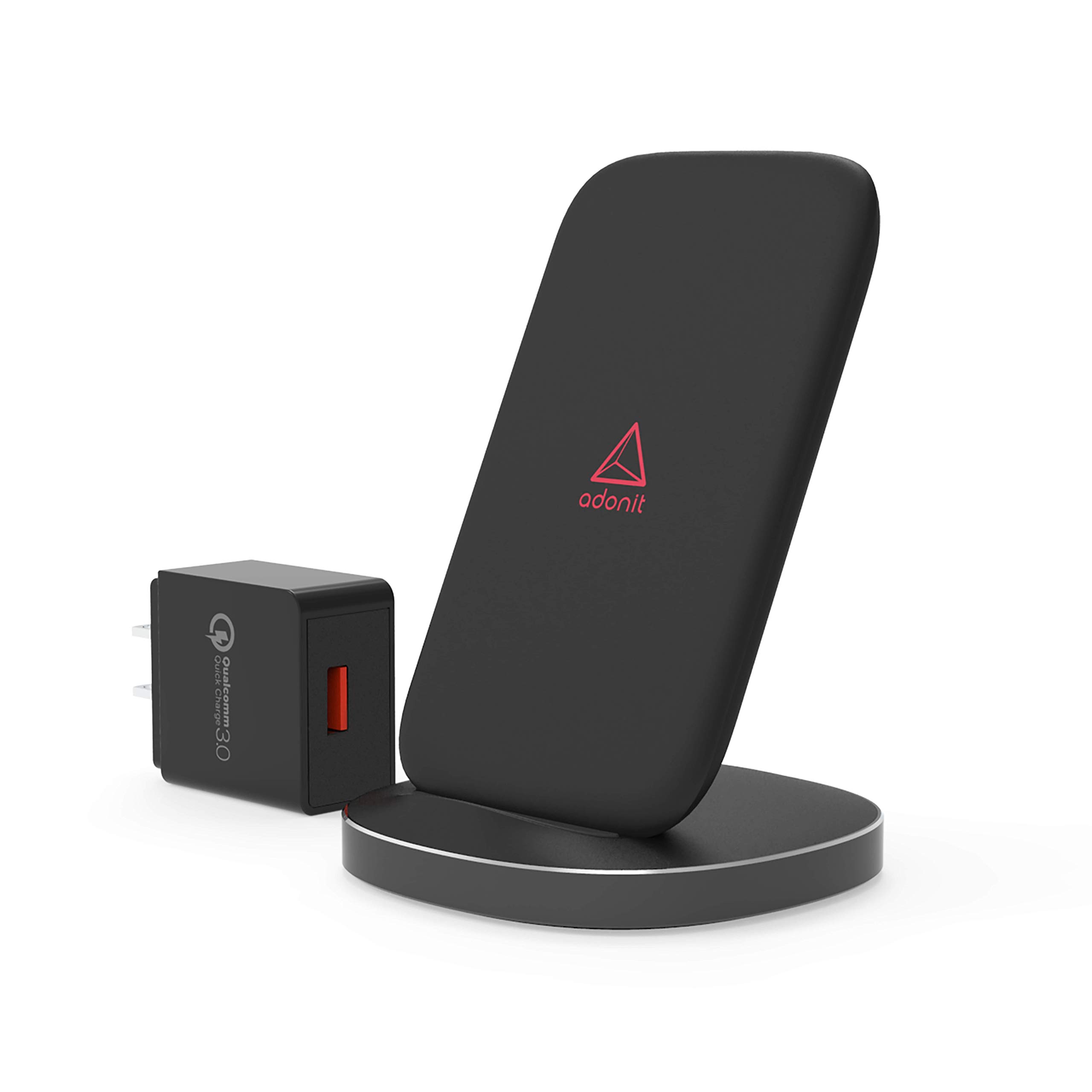 adonit Adonit Wireless Charger Stand: Fast Qi-Certified Charging for iPhone & Galaxy Devices - Includes QC Adapter