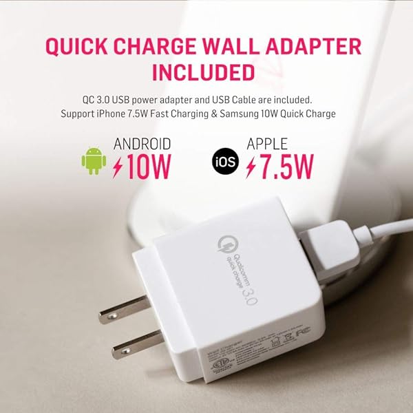 adonit Adonit White Charger Stand: Fast Qi-Certified Charging for iPhone & Galaxy Devices (Includes QC Adapter) - View 6 of 9
