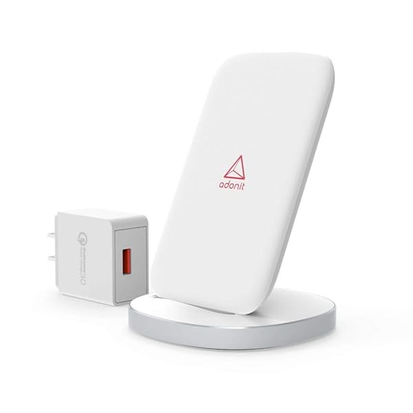 adonit Adonit White Charger Stand: Fast Qi-Certified Charging for iPhone & Galaxy Devices (Includes QC Adapter) - View 3 of 9