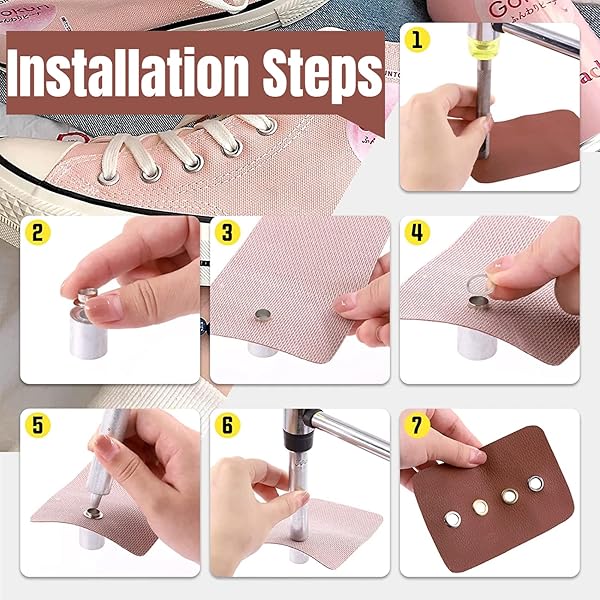 Hilitand Eyelet Grommet Set for Leather Craft - 220pcs with Tools & Storage Box for Sewing Tarps & Curtains (5mm) - View 3 of 10