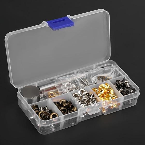 Hilitand Eyelet Grommet Set for Leather Craft - 220pcs with Tools & Storage Box for Sewing Tarps & Curtains (5mm) - View 9 of 10