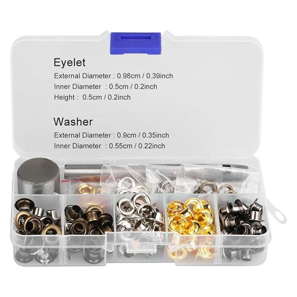 Eyelet Grommet Set for Leather Craft - 220pcs with Tools & Storage Box for Sewing Tarps & Curtains (5mm)