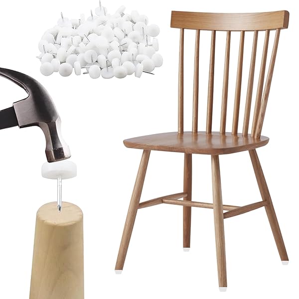 Antrader Antrader 100 Pack Nylon Slider Glides 5/8 Inch Nail-on Furniture Floor Protectors for Chairs Tables Sofas White - View 4 of 5