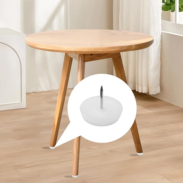 Antrader Antrader 100 Pack Nylon Slider Glides 5/8 Inch Nail-on Furniture Floor Protectors for Chairs Tables Sofas White - View 5 of 5